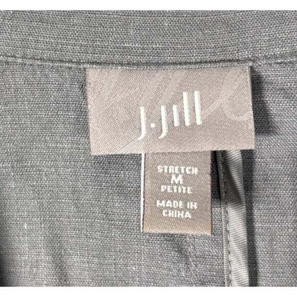 J Jill Linen Blend Blazer Women’s Size M Petite Gray Unlined Stretch Lagenlook - Picture 3 of 16